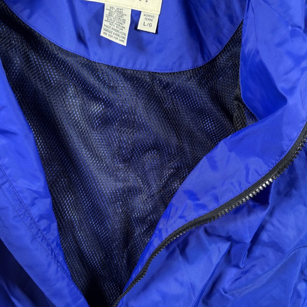 VTG Eddie Bauer Womens Windbreaker Jacket Blue Full Zip Mesh Lined L Hong Kong - Picture 8 of 9
